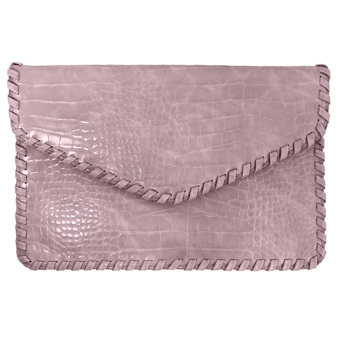 Flat Crocodile Pattern Envelope Clutch