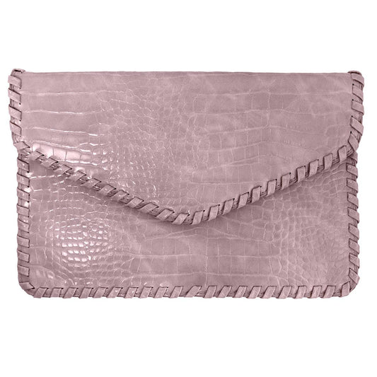 Flat Crocodile Pattern Envelope Clutch