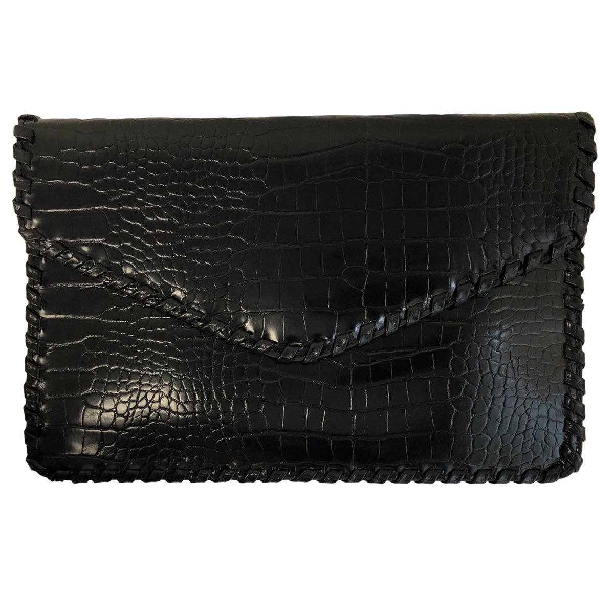 Flat Crocodile Pattern Envelope Clutch