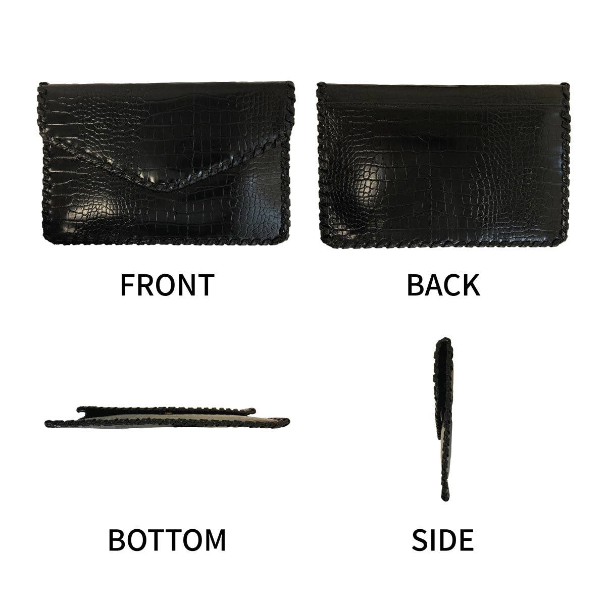 Flat Crocodile Pattern Envelope Clutch