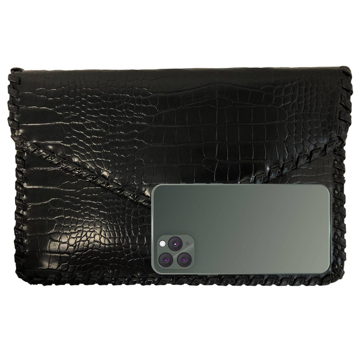 Flat Crocodile Pattern Envelope Clutch