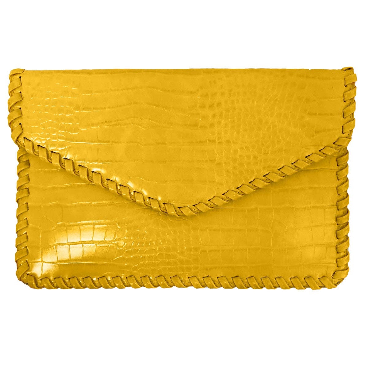 Flat Crocodile Pattern Envelope Clutch